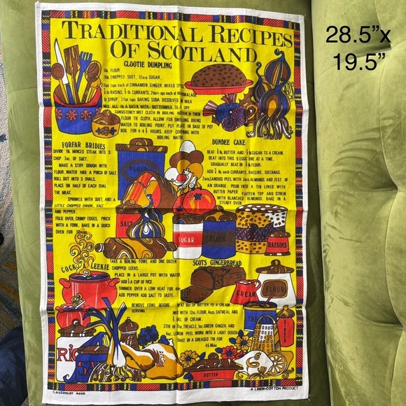 Vintage linen Traditional Recipes of Scotland tea towel by - Picture 6 of 6